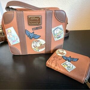 Loungefly Brown and Tan Crossbody Bag with Wallet